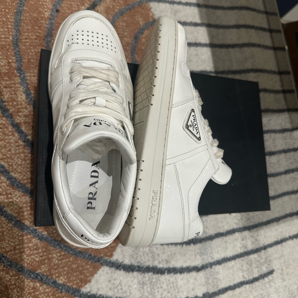 Prada Men’s Vernice Patent Leather Low-Top Sneakers - Picture 11 of 13